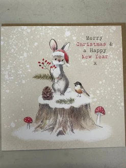 Paper Shed Design Rabbit and Bird Christmas Card