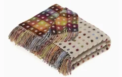 Bronte Moon Rainbow Spot Beige Merino Lambswool Throw