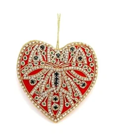 Tinker Tailor Red Velvet Crystal Heart Decoration by London