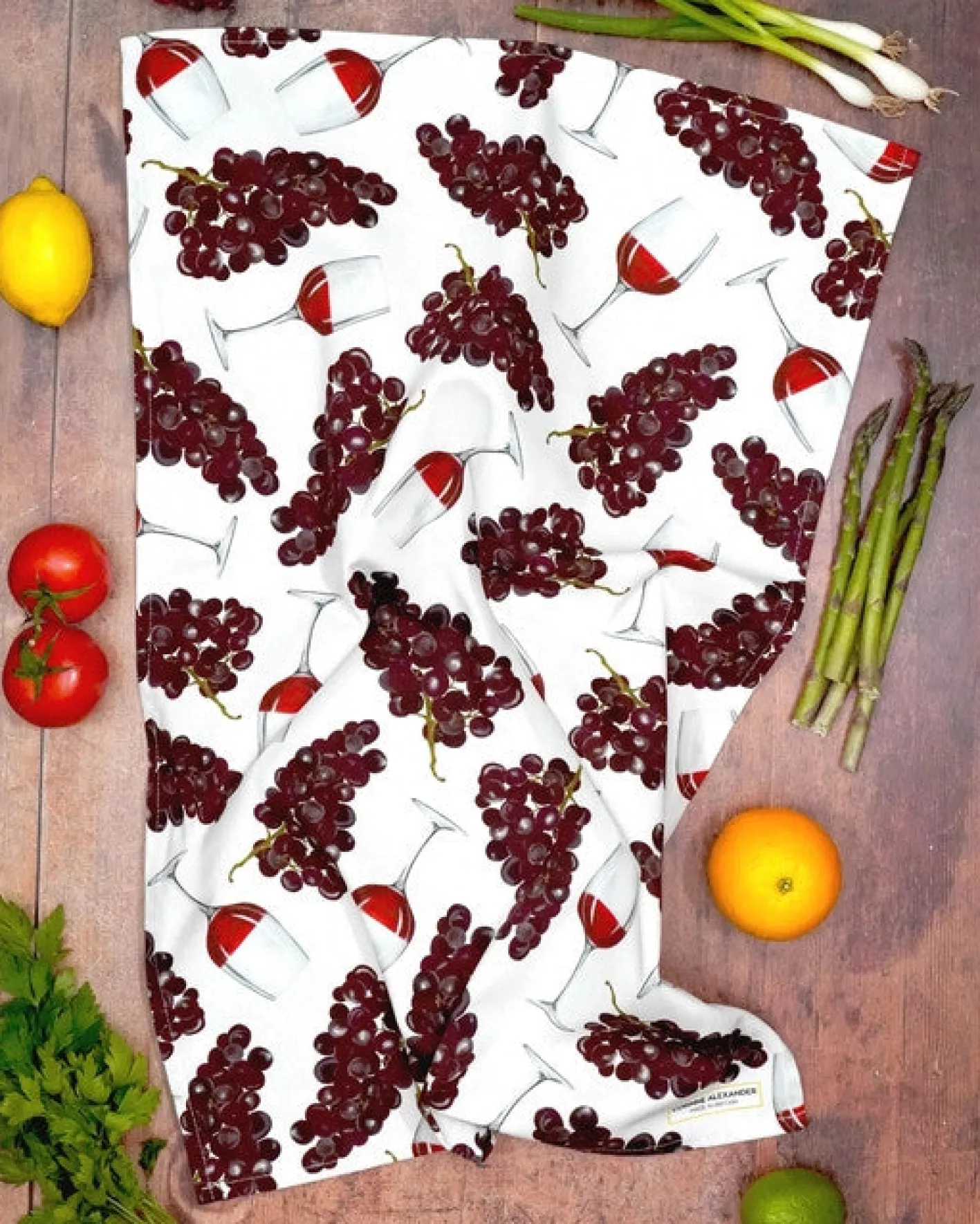 Corinne Alexander Red Wine Tea Towel by