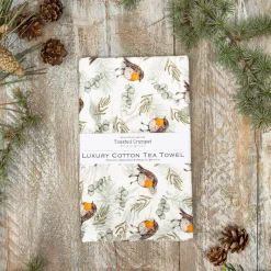 Toasted Crumpet Robin & Eucalyptus Pure Tea Towel