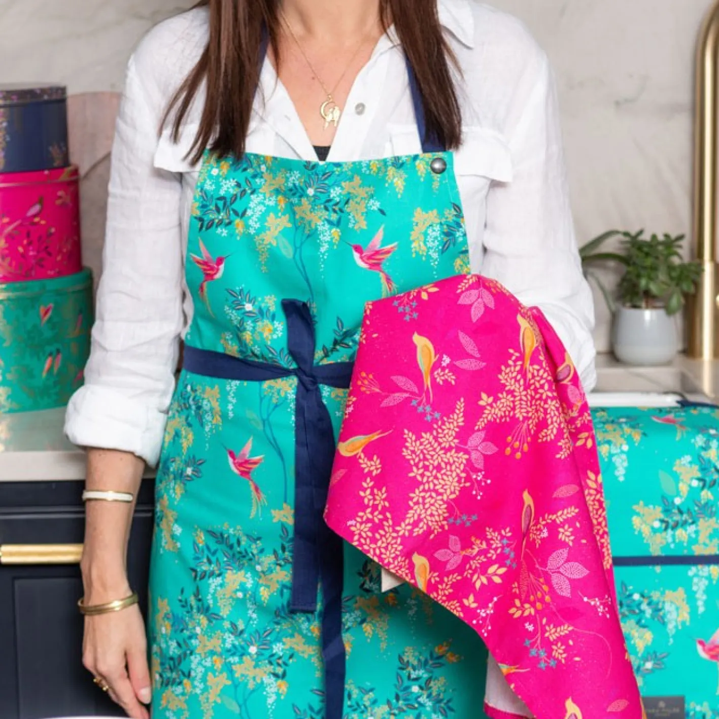 Sara Miller London Sara Miller Chelsea Green Birds Apron