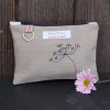 Poppy Treffry Seed Head Flat Embroidered Zip Purse with Keyring