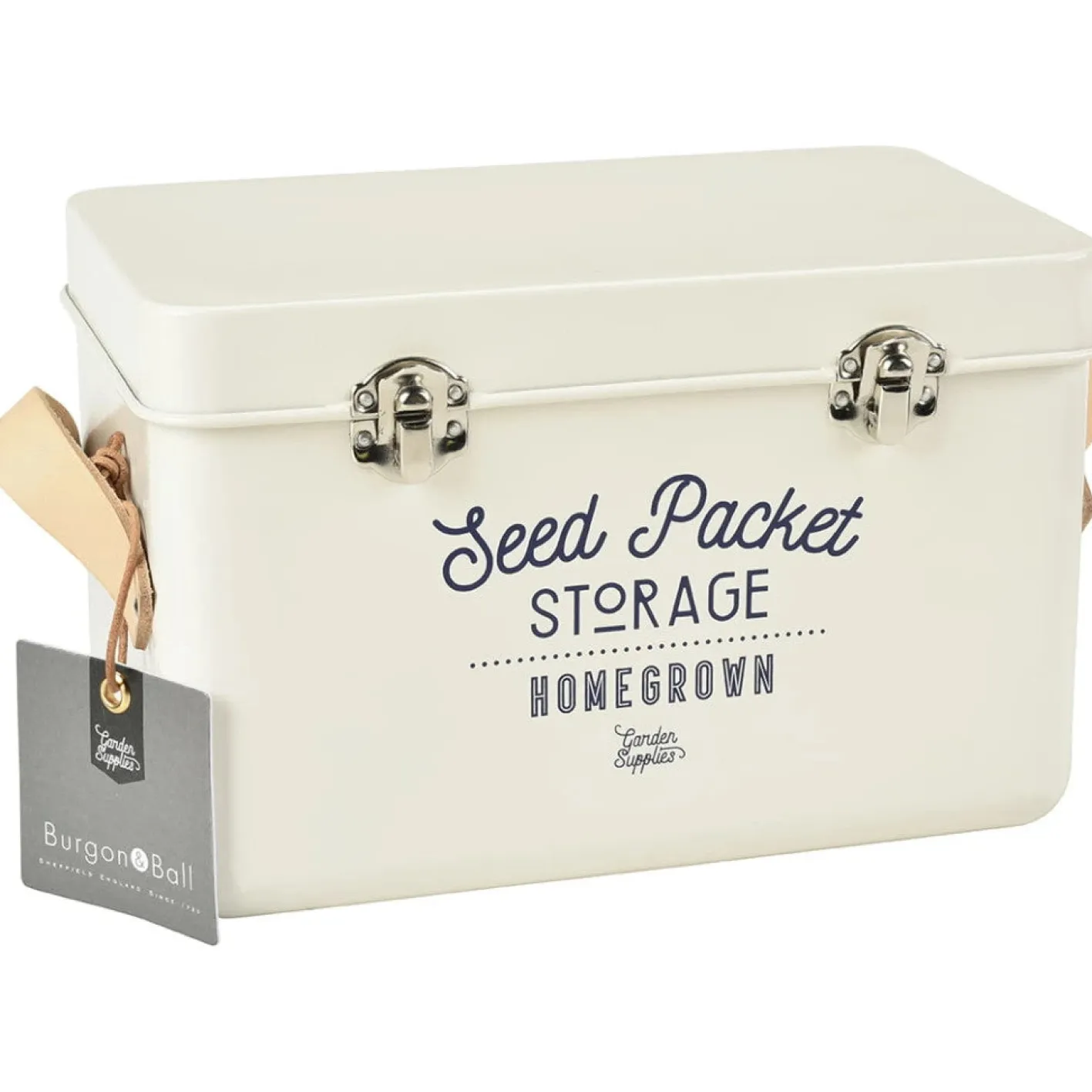 Burgon & Ball Seed Packet Storage Tin in Stone