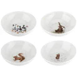Wrendale Designs Set of Four 6 Inch Bowls (Hare, Duck, Mouse, Squirrel)