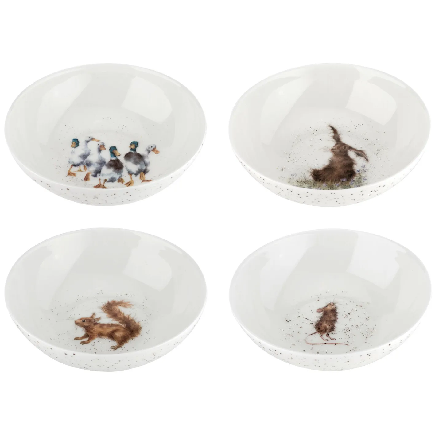 Wrendale Designs Set of Four 6 Inch Bowls (Hare, Duck, Mouse, Squirrel)