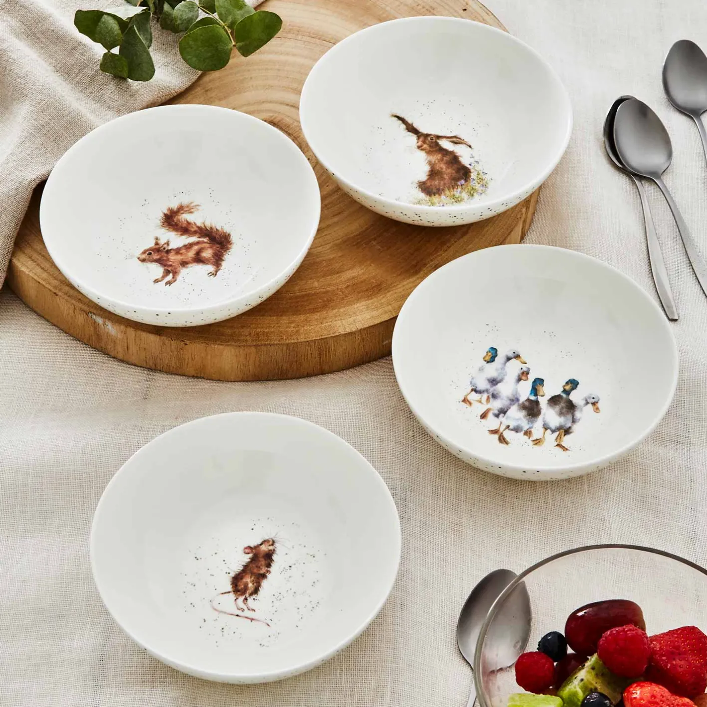 Wrendale Designs Set of Four 6 Inch Bowls (Hare, Duck, Mouse, Squirrel)