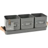Burgon & Ball Set of 3 Herb Pots in a Leather Handled Tray - Grey