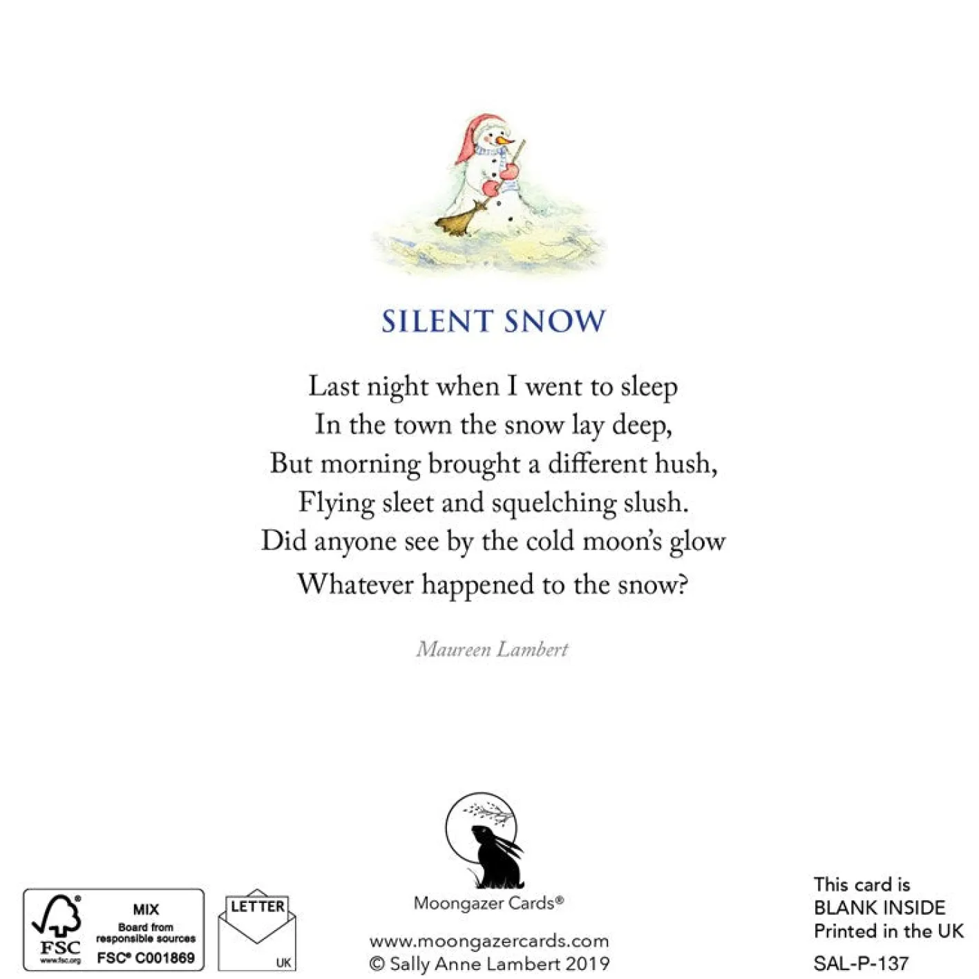 Moongazer Cards Silent Snow Greeting Card