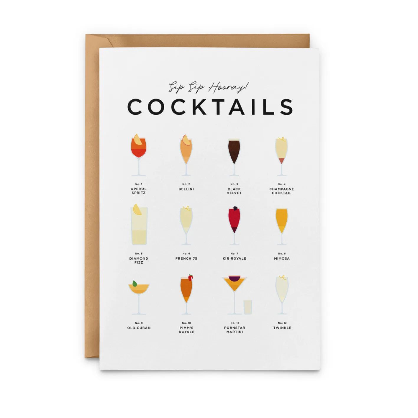 Everlong Print Co. Sip Sip Hooray! Cocktails Card
