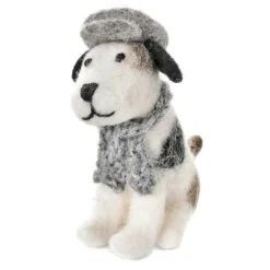 Amica Felt Sitting Jack Russel with Flat Cap & Scarf