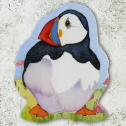 Emma Ball Sitting Puffin 3 Die Cut Coaster