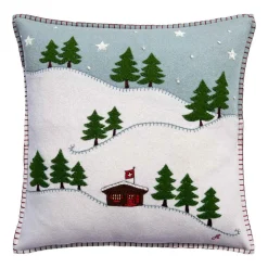 Jan Constantine Ski Cabin Pillow - Duck Egg Blue