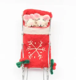 Amica Felt Sleeping Mice on Sleigh with Reindeer Felt Decoration