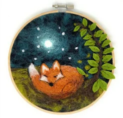 The Crafty Kit Co. Sleepy Fox in a Hoop Needle Felting Kit