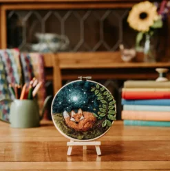 The Crafty Kit Co. Sleepy Fox in a Hoop Needle Felting Kit