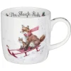 Wrendale Designs 'Sleigh Ride' Foxes Small Bone China Mug (11oz)