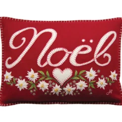 Jan Constantine Small Alpine Noel Pillow - Red/Cream