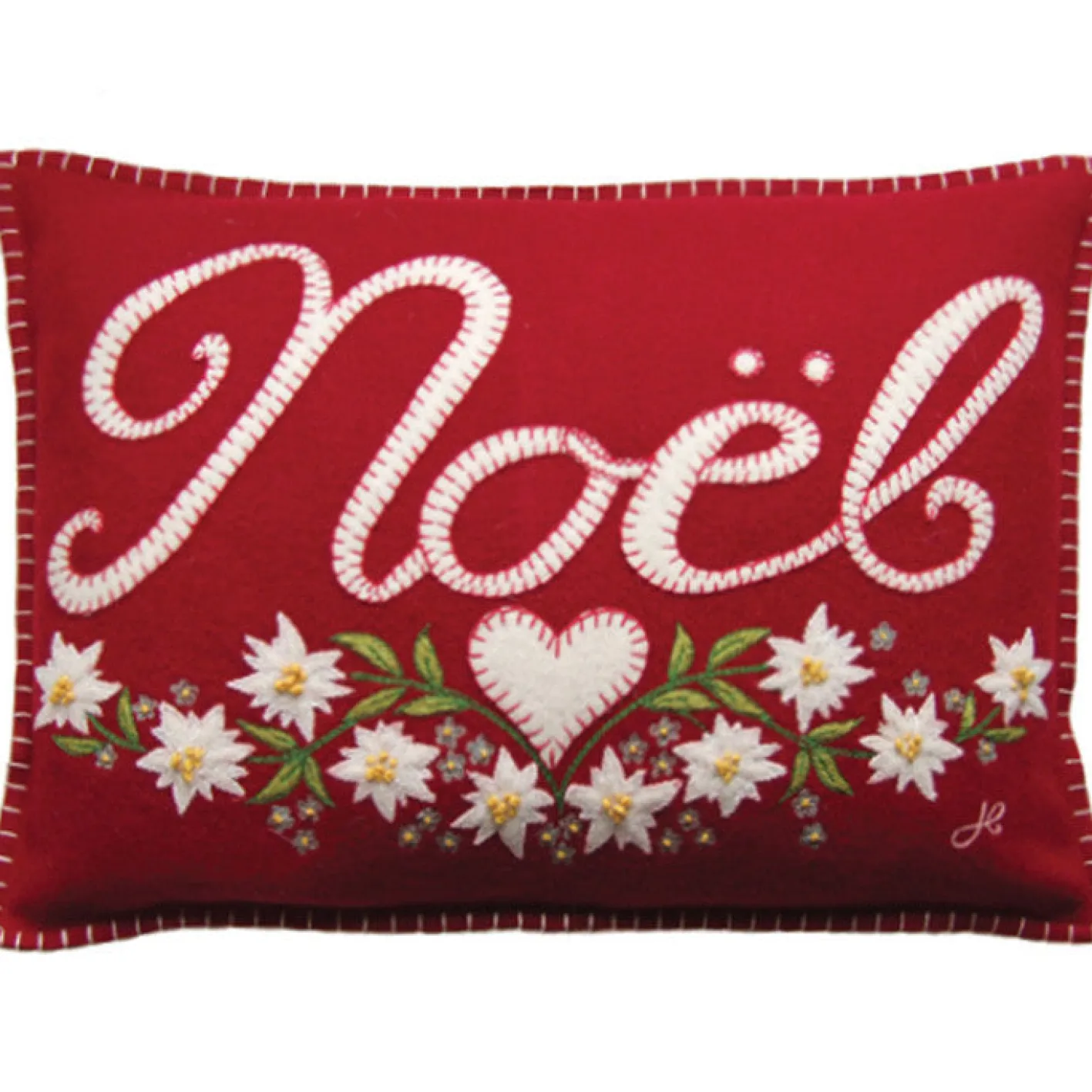 Jan Constantine Small Alpine Noel Pillow - Red/Cream