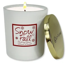 Lily-Flame Snowfall Gold Top Glass Jar Scented Candle