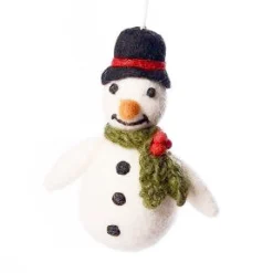 Amica Felt Snowman with Holly Scarf Felt Decoration