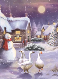 Alison Gardiner Snowy Village Advent Calendar Card