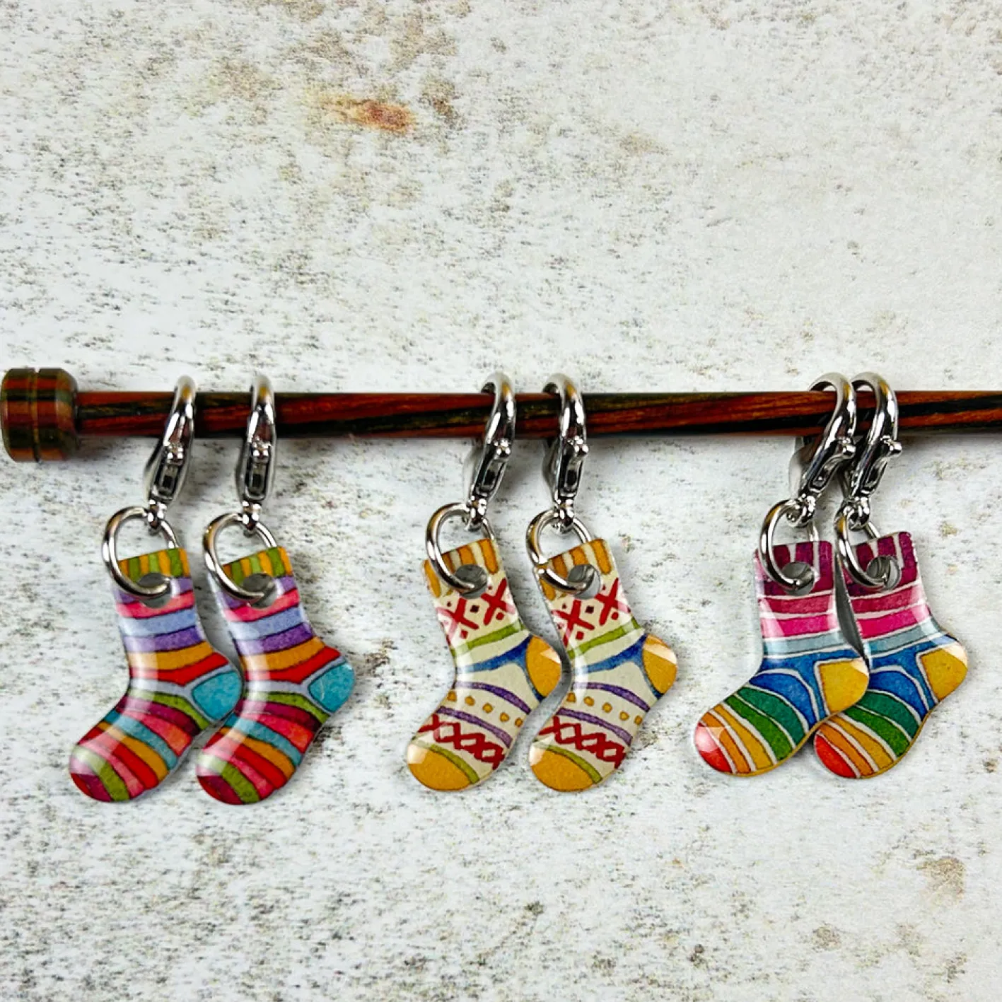Emma Ball Socks Set of 6 Crochet Markers in a Pocket Tin
