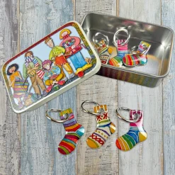 Emma Ball Socks Set of 6 Stitch Markers in a Pocket Tin