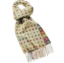 Bronte Moon Spot Check Merino Lambswool Sage Multi Scarf