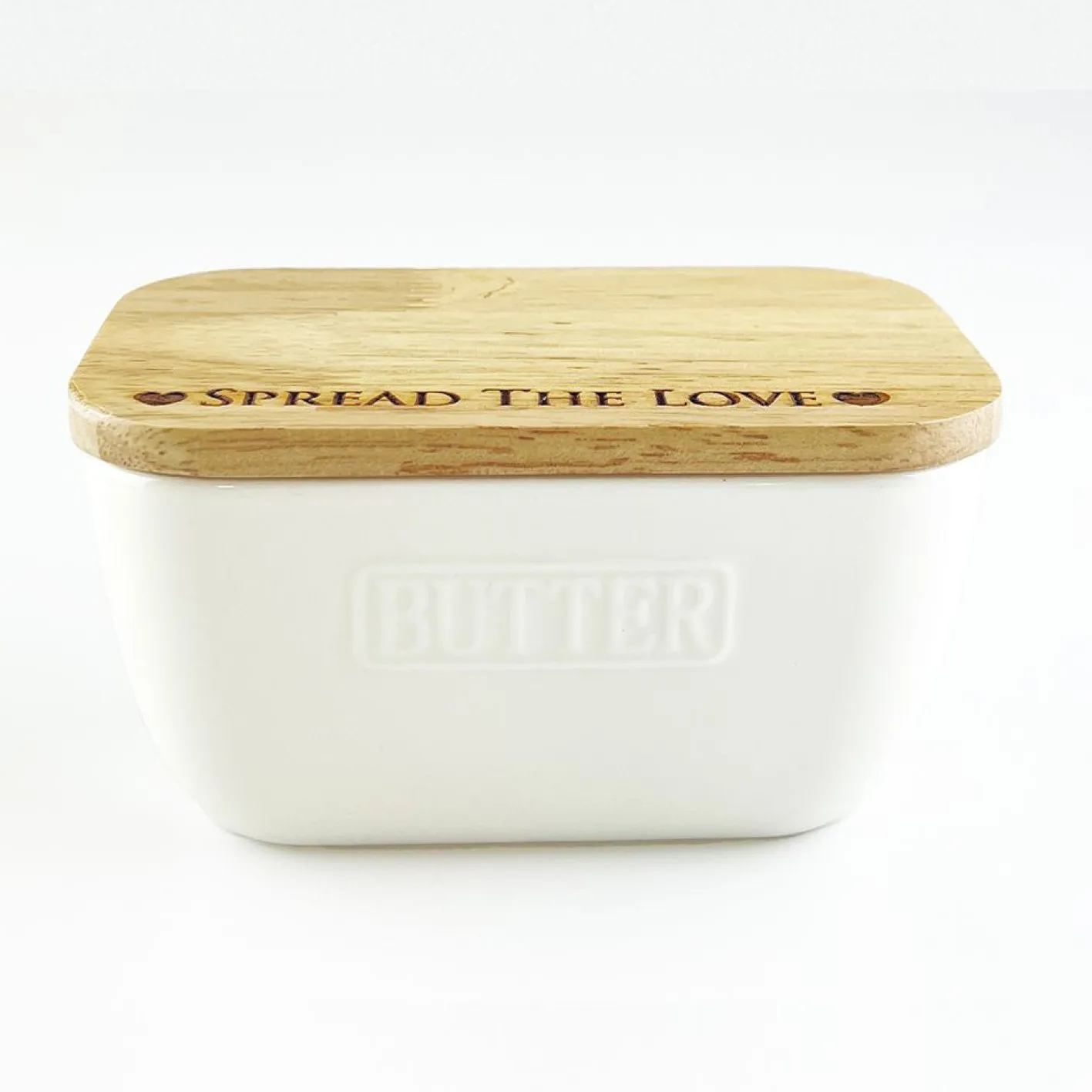 Selbrae Spread the Love Ceramic White Butter Dish