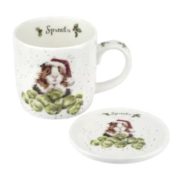 Wrendale Designs Sprouts Fine Bone China Mug & Coaster Set