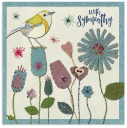 Emma Ball Stitched Birdies With Sympathy Greetings Card
