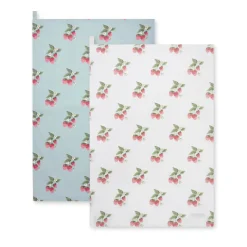 Sophie Allport Strawberries Blue & White Set of 2 Tea Towels by