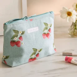 Sophie Allport Strawberries Blue Large Canvas Wash Bag