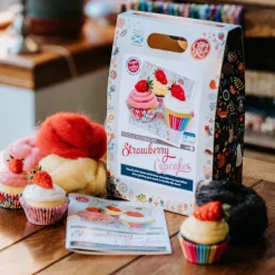 The Crafty Kit Co. Strawberry Cupcakes Needle Felting Craft Kit
