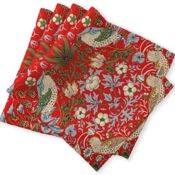 William Morris Strawberry Thief Red Napkins - Set of 4