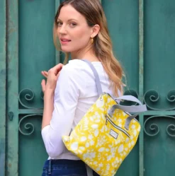Earth Squared Bags Sunburst  Oil Cloth  Backpack Tote Bag