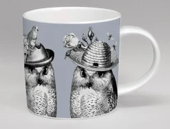 Repeat Repeat Sunday Best Owls Bone China Mug - Grey