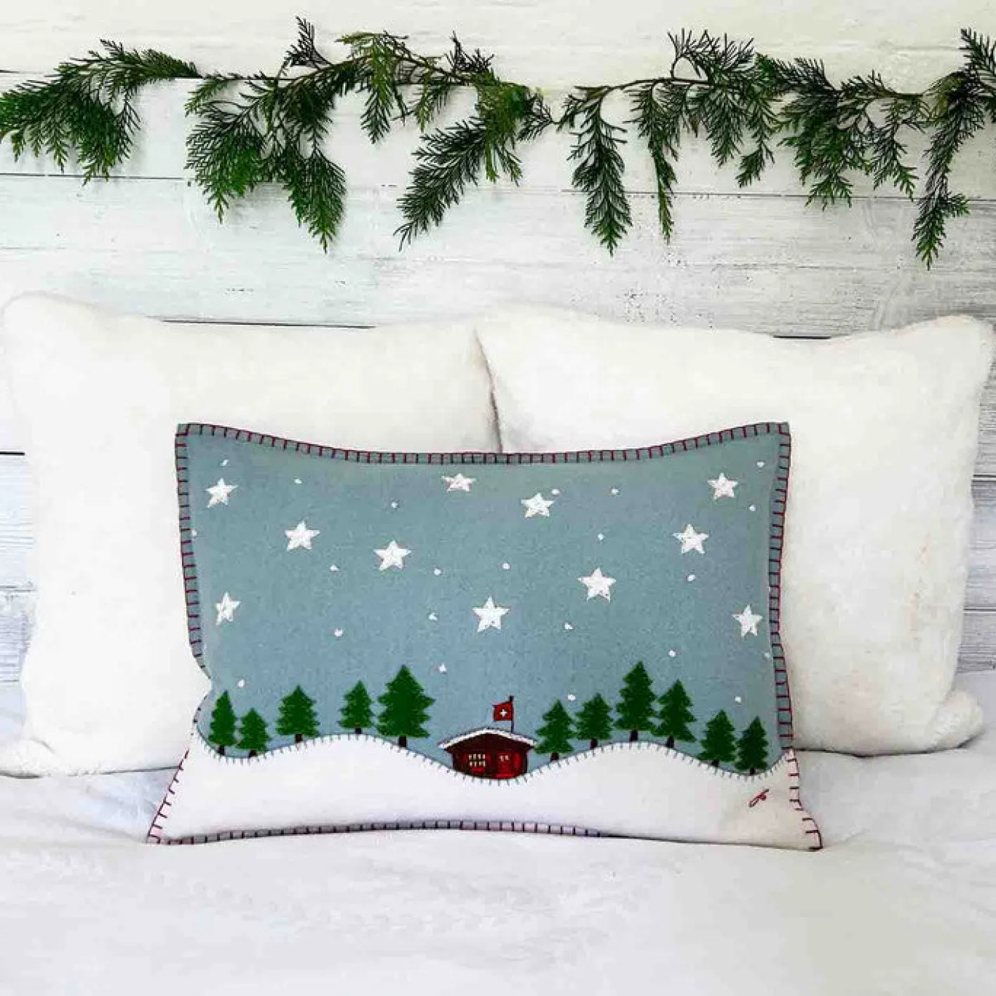 Jan Constantine Swiss Starry Night Pillow - Duck Egg Blue