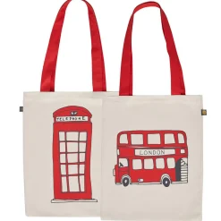 Victoria Eggs Telephone Box and London Bus Canvas Tote Bag