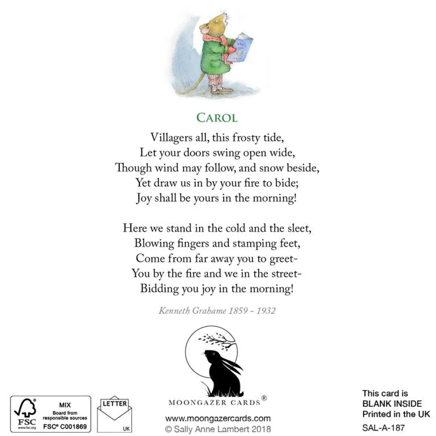 Moongazer Cards The Carol Singers Greeting Card