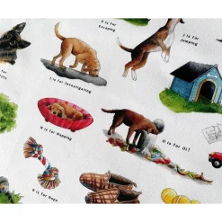 Yeti The Dog's Alphabet Tea Towel