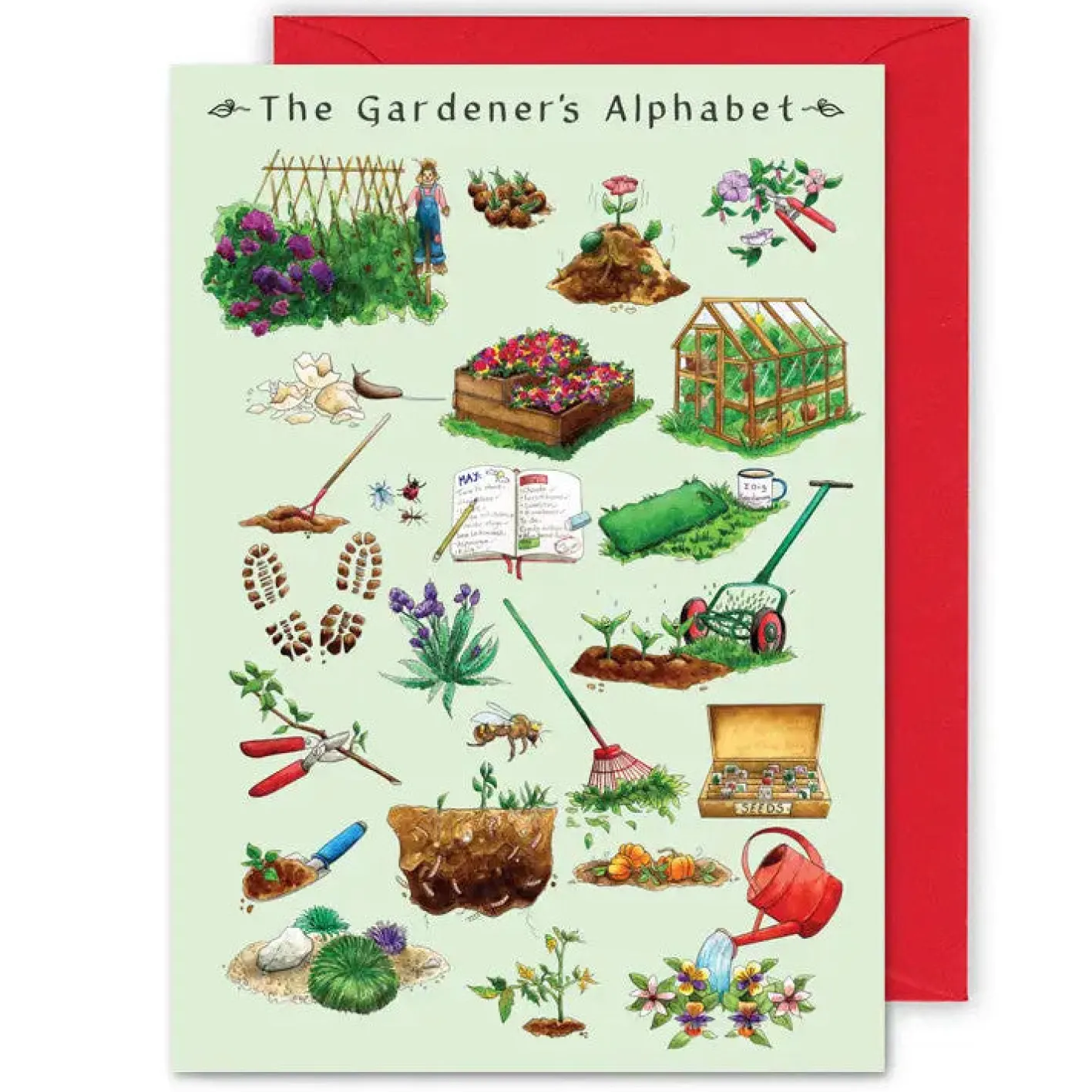 Yeti The Gardener's Alphabet Greeting Card