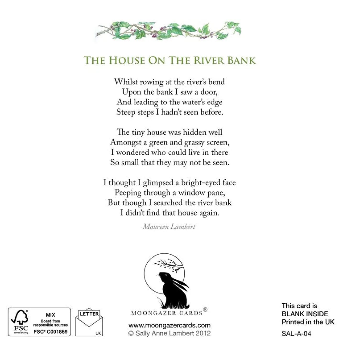 Moongazer Cards The House on The River Bank Greeting Card