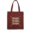 Signare Three Lions Red Flat Tote Bag