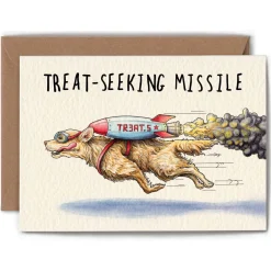 Bewilderbeest Treat-Seeking Missile Greetings Card