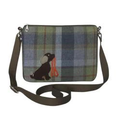 Earth Squared Bags Tweed Applique Brown Dog Messenger Bag