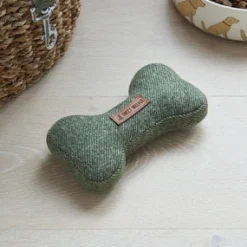 Sweet William Tweed Dog Bone Shaped Dog Toy - Green