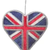 St. Nicolas Union Jack Sparkly Heart Decoration