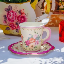 Talking Tables Vintage Paper Teacups and Saucers Set - 12 pack